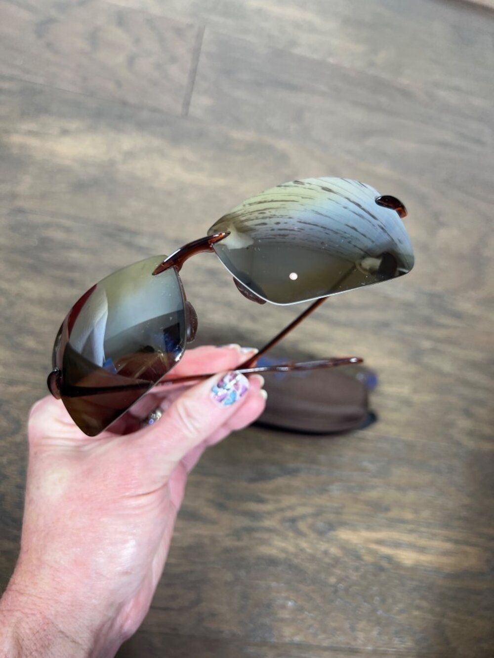 MAUI JIM MJ Sport Lighthouse 423-26 65/13/027 Polarized Rimless Sunglasses Brown - Picture 3 of 6